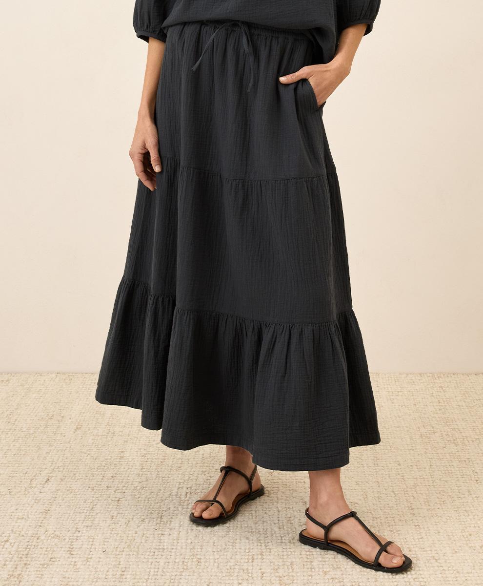 Womens Coastal Double Gauze Tiered Maxi Skirt XX Product Image