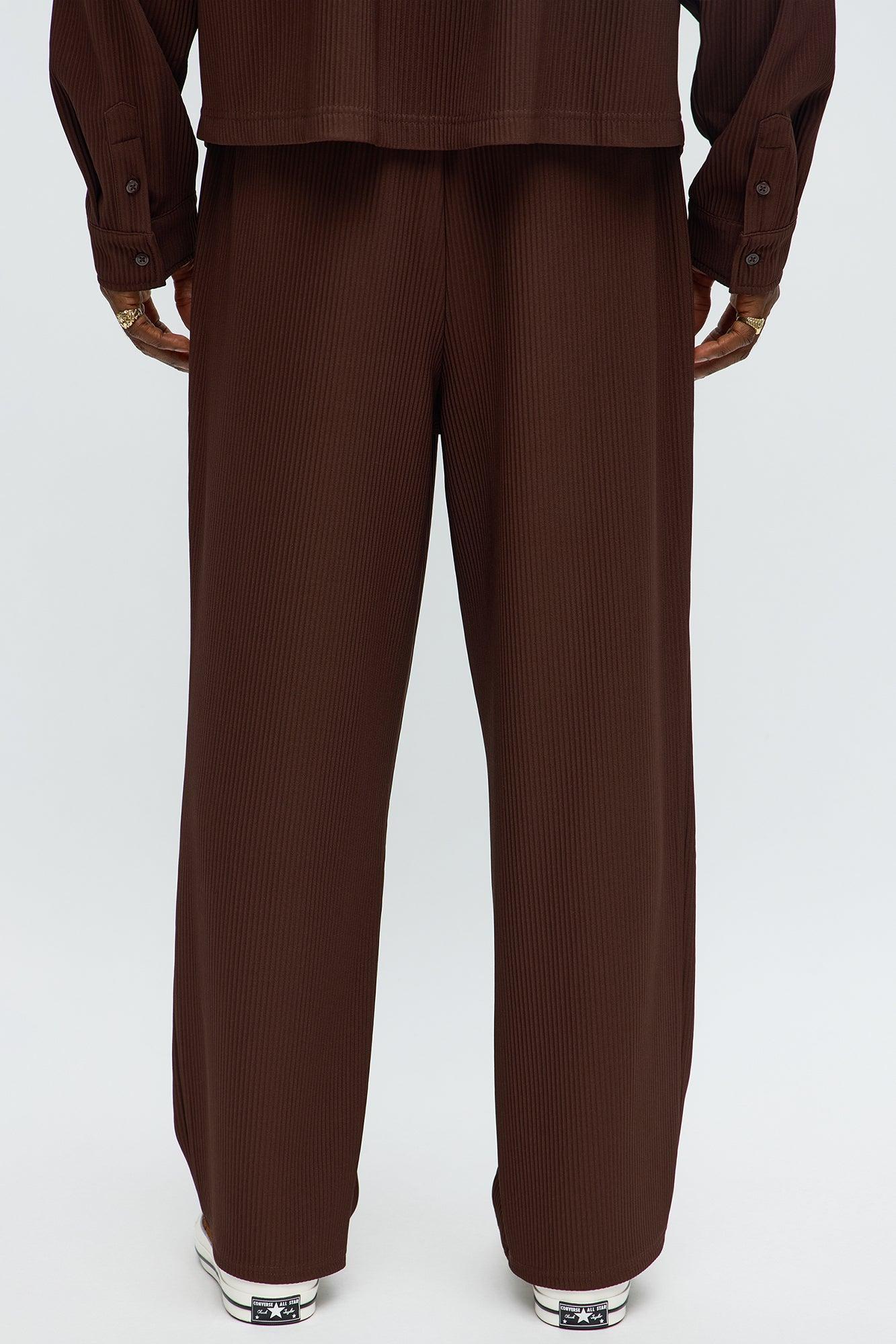 Show Up Baggy Elastic Waist Pant - Brown Product Image
