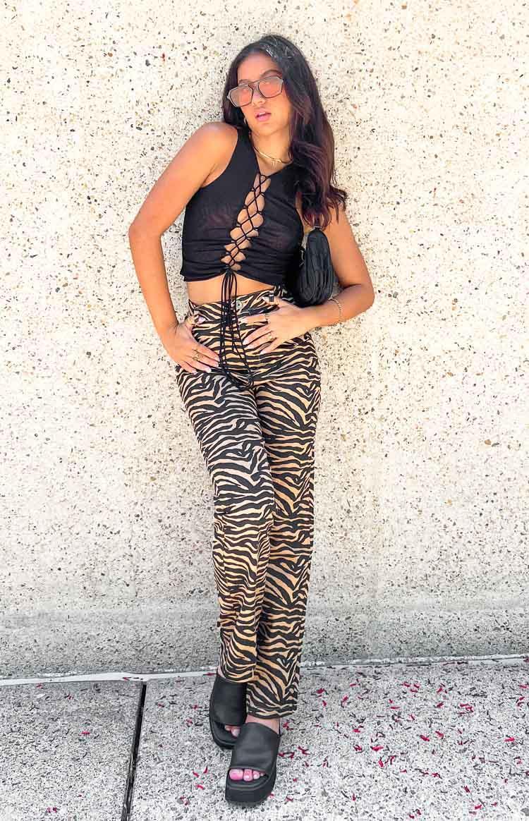 Kennedi Brown Print Pants Product Image