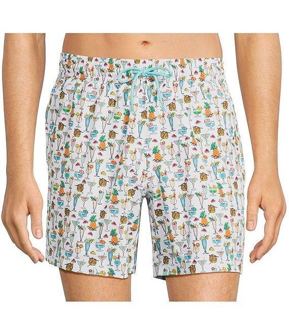 Caribbean Big & Tall Beach Drinks 6#double; Swim Trunks Product Image