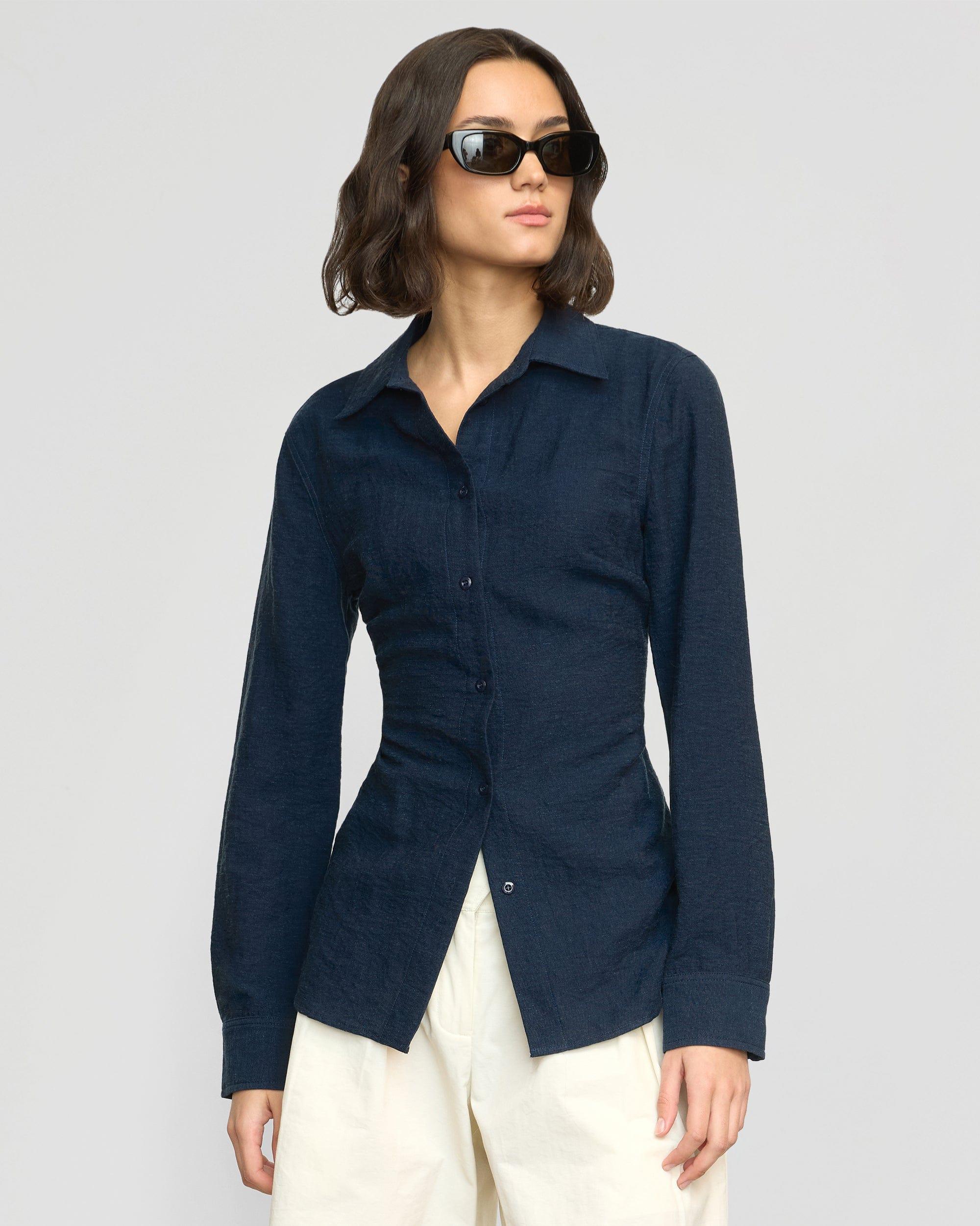 Leyton Cinch-Waist Button-Back Shirt Product Image