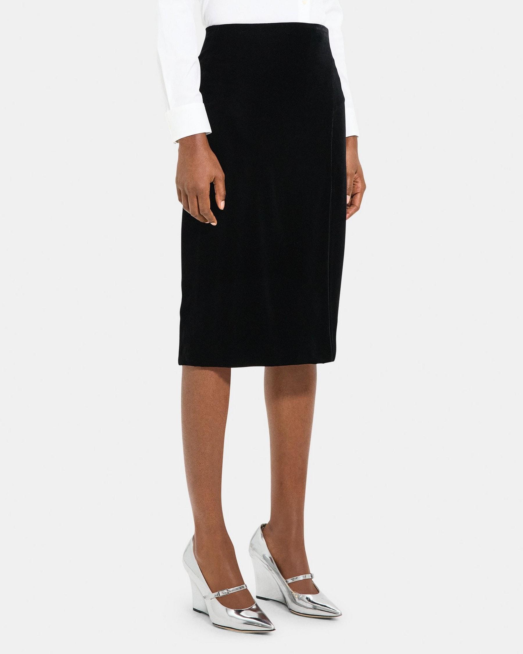 Slit Pencil Skirt in Stretch Velvet Product Image