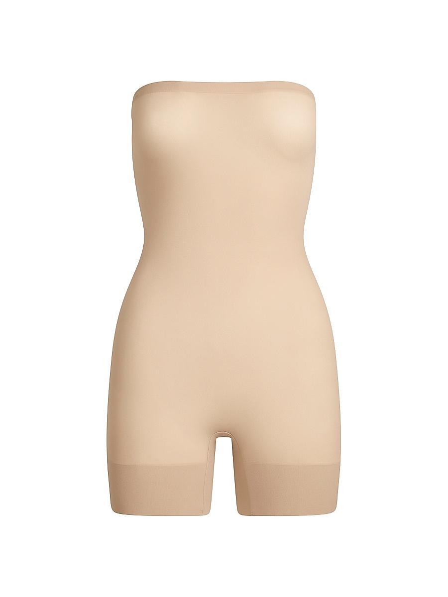 Womens Sheer Seamless Strapless Shortie Bodysuit Product Image