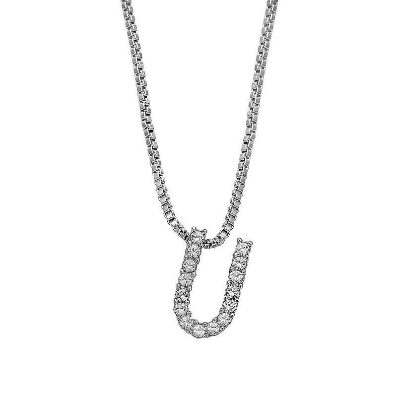 Brilliance Silver Plated Crystal Initial Pendant, Women's, Size: 18", Silver Tone G Product Image