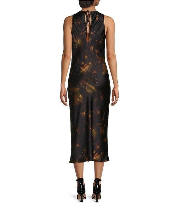 Gianni Bini Fiona Blur Satin Scoop Neck Sleeveless Midi Dress Product Image
