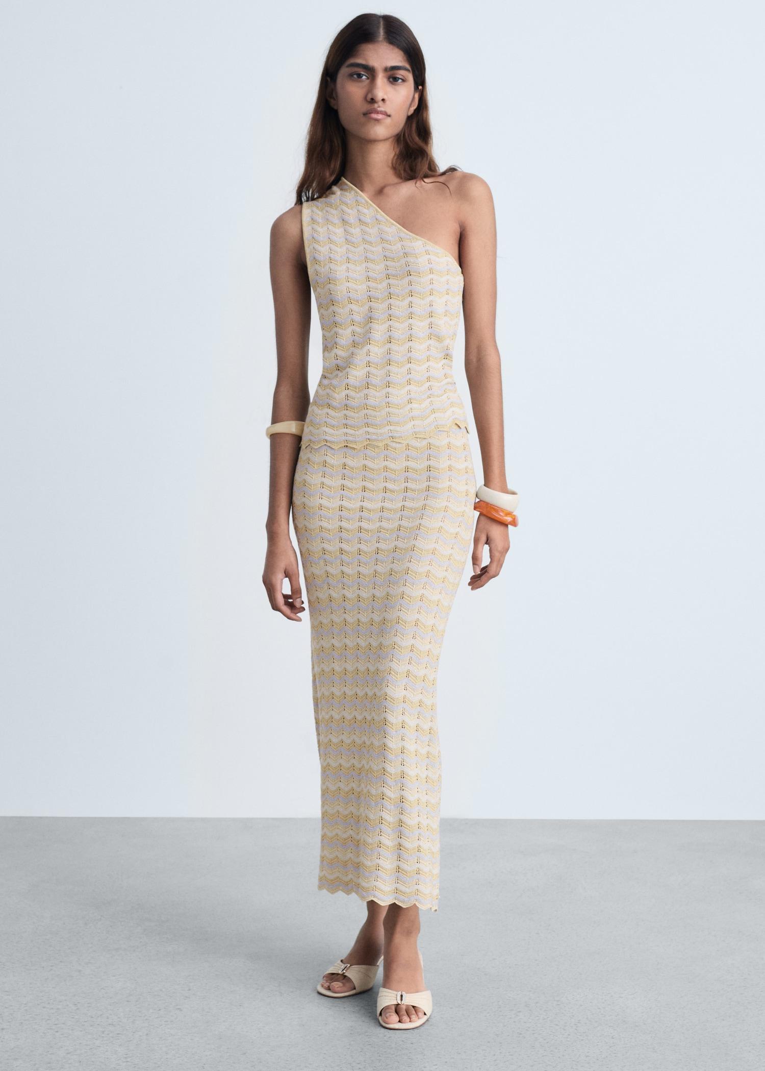 Asymmetrical lurex top - Women | MANGO USA Product Image