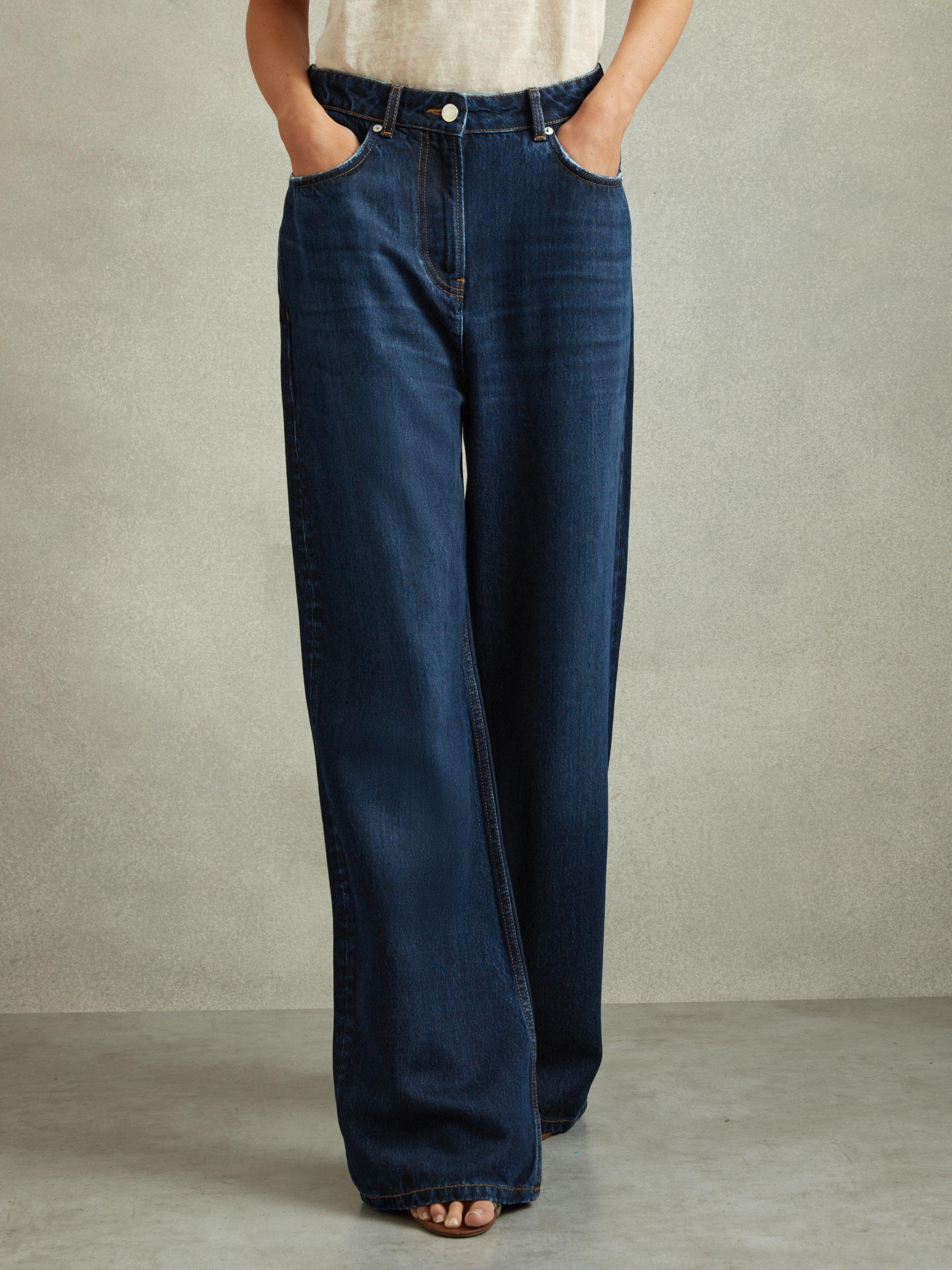 Lightweight Viscose Blend Relaxed Jeans in Dark Blue Product Image