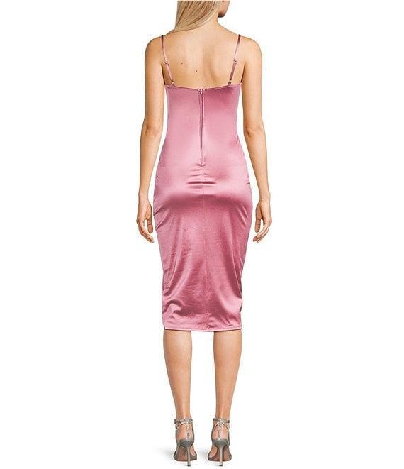 Honey and Rosie Drape Neck Side Pleat Envelope Hem Midi Dress Product Image