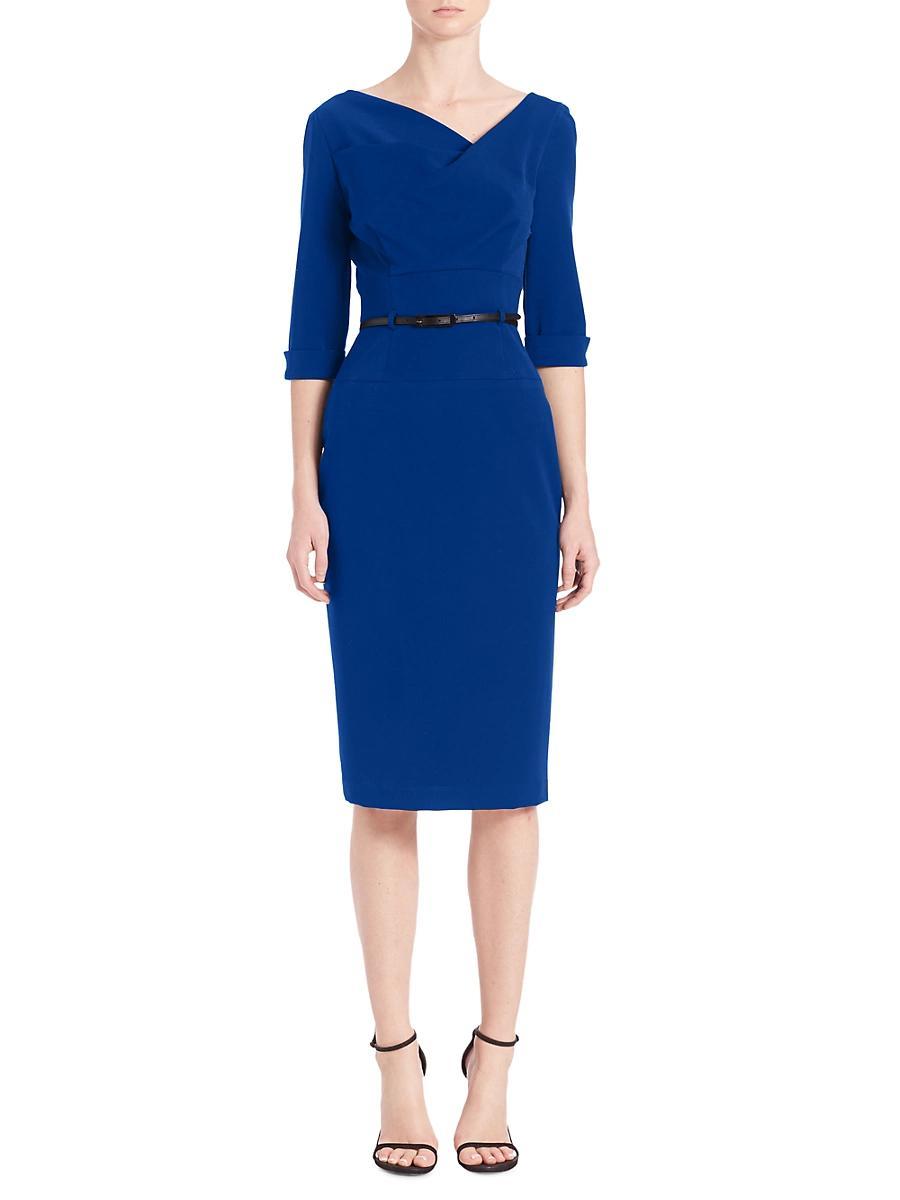 Black Halo Belted Sheath Dress Product Image