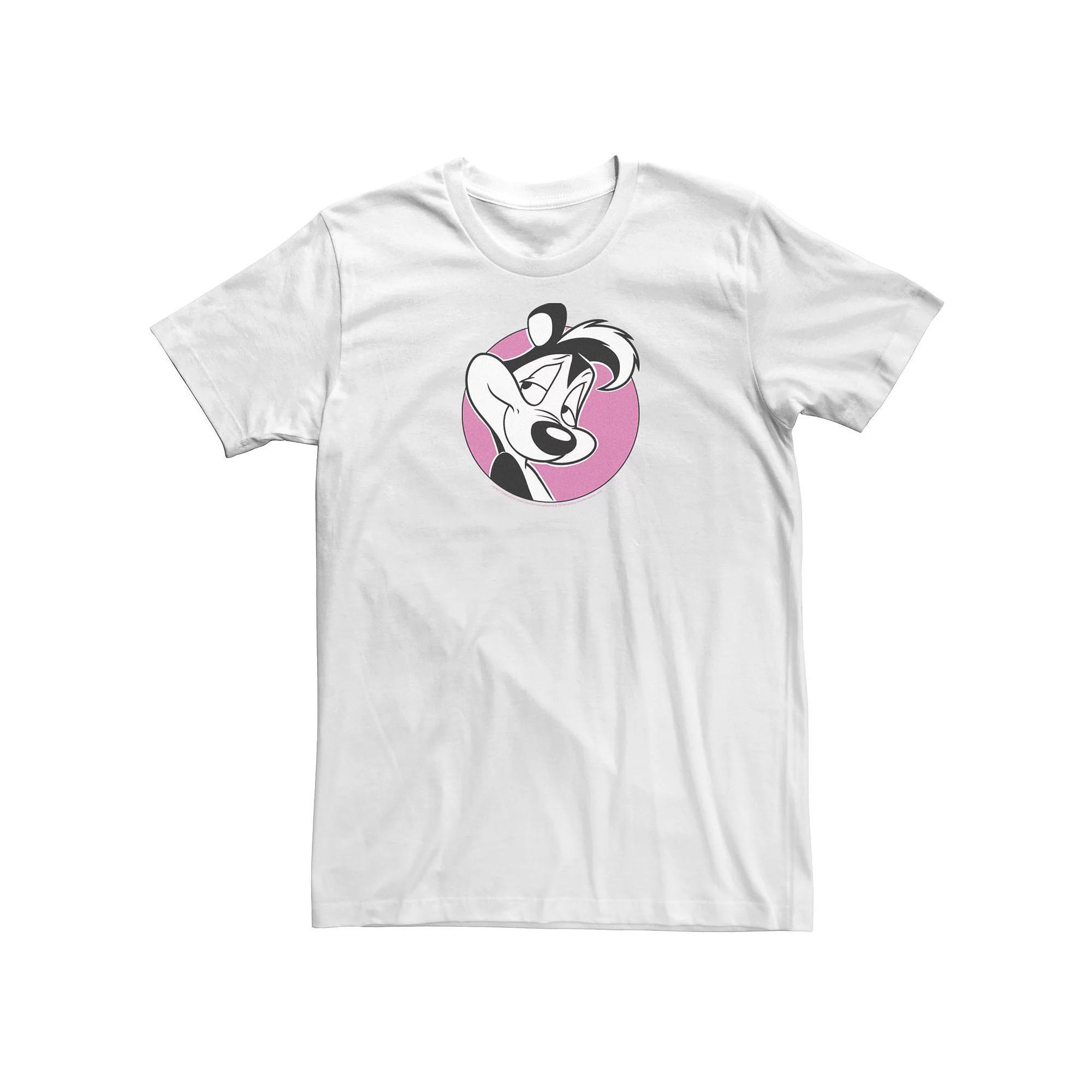 Big & Tall Looney Tunes Pepe Le Pew Pink Circle Portrait Tee, Men's, Size: 3XL, White Product Image