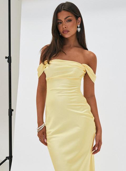 Azura Off The Shoulder Maxi Dress Yellow Product Image