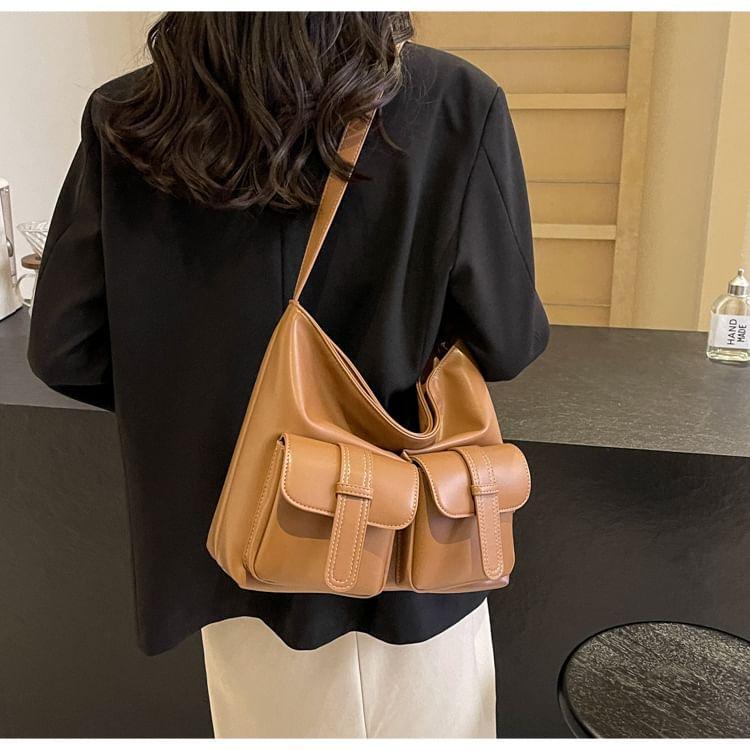 Multi-Pocket Faux Leather Tote Bag Product Image