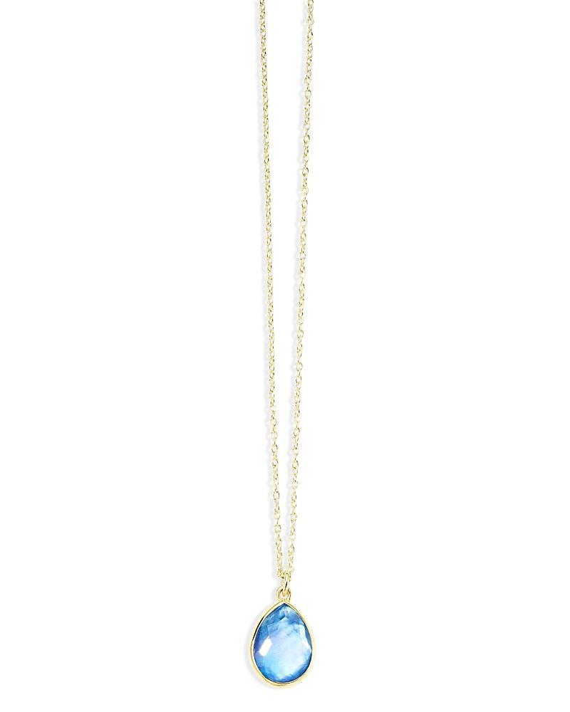 18K Gold Rock Candy Mini Teardrop Pendant Necklace in Rock Crystal MOP and Lapis Triplet Product Image