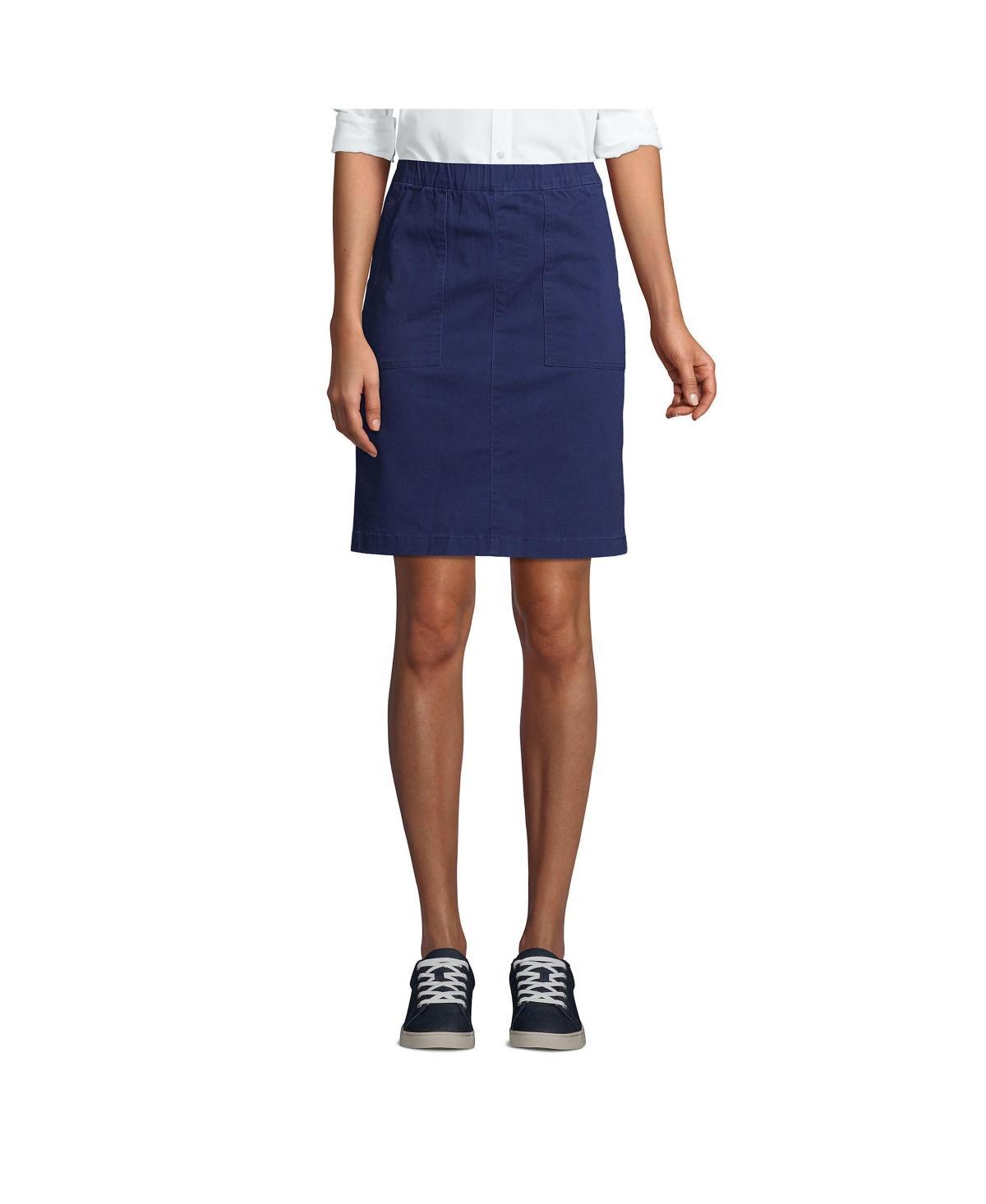 Petite Lands End Pull On Chino Skort, Womens Deep Blue Product Image