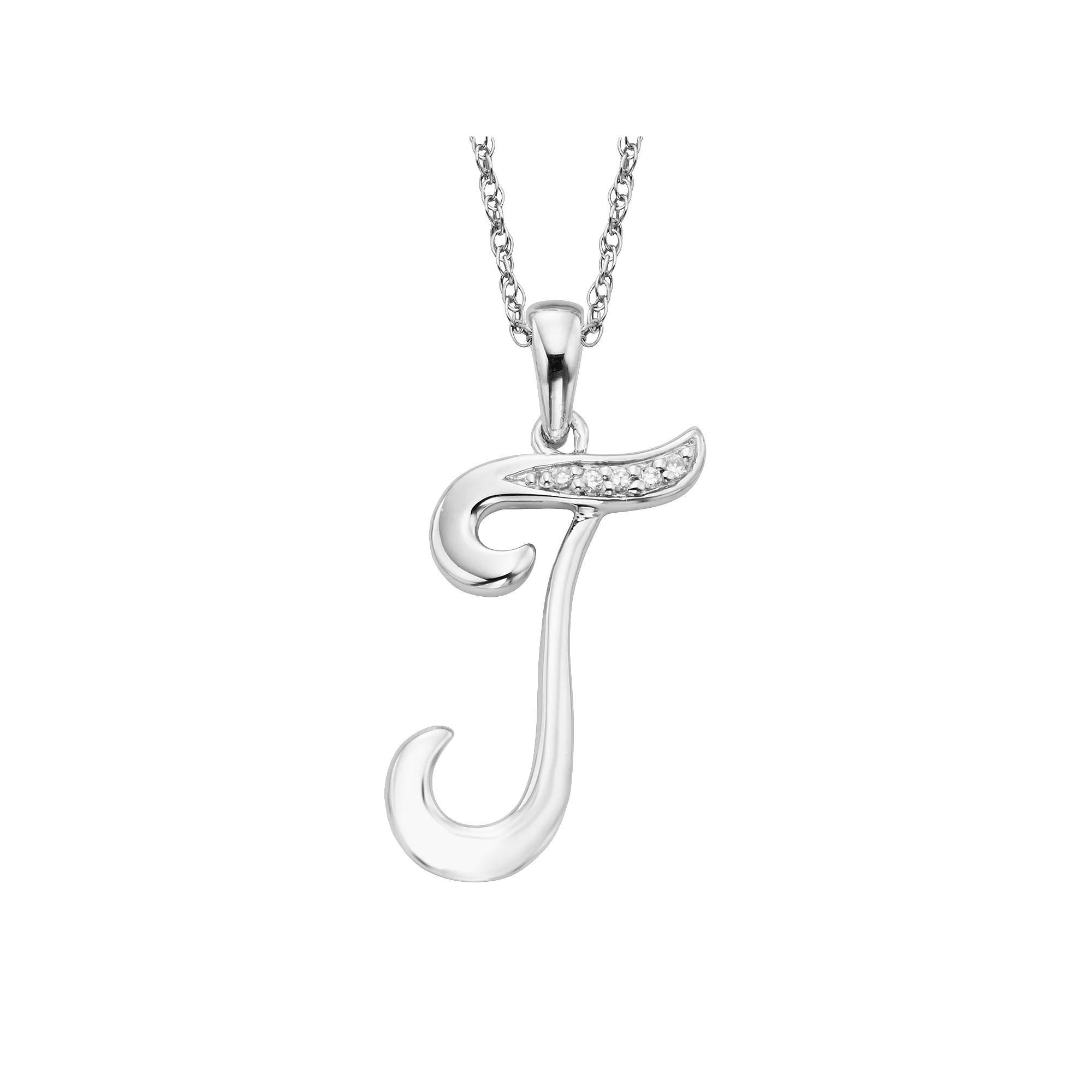 Sterling Silver Diamond Accent Initial Pendant, Womens Product Image