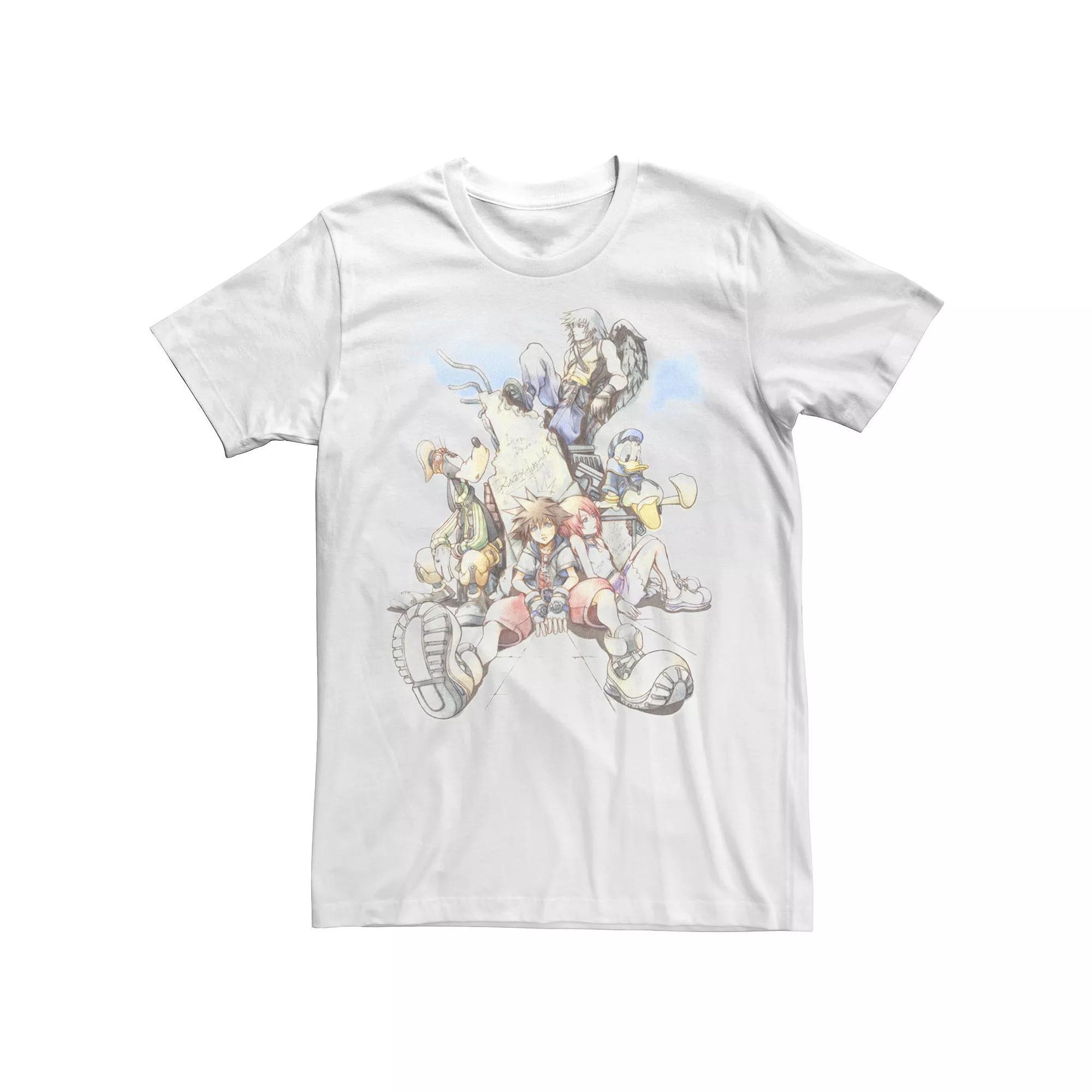 Men's Kingdom Hearts Group In The Clouds Group Shot Tee, Size: Large, White Product Image