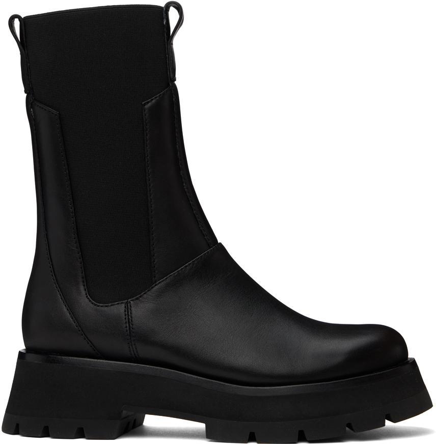 3.1 PHILLIP LIM Black Lug Sole Kate Mid-calf Chelsea Boots Product Image