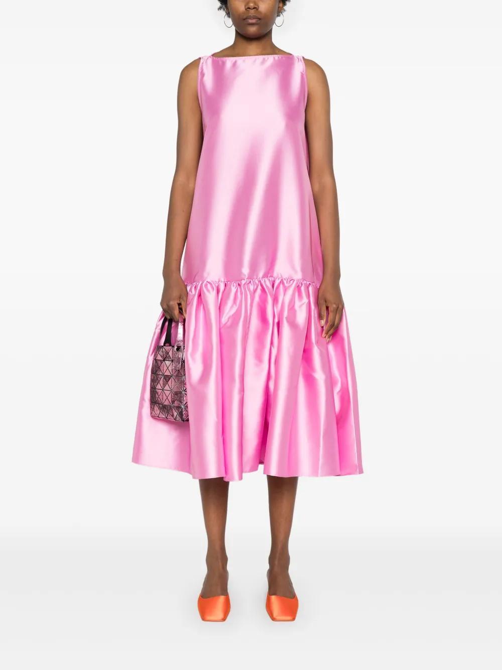 puff-hem satin midi dress Product Image