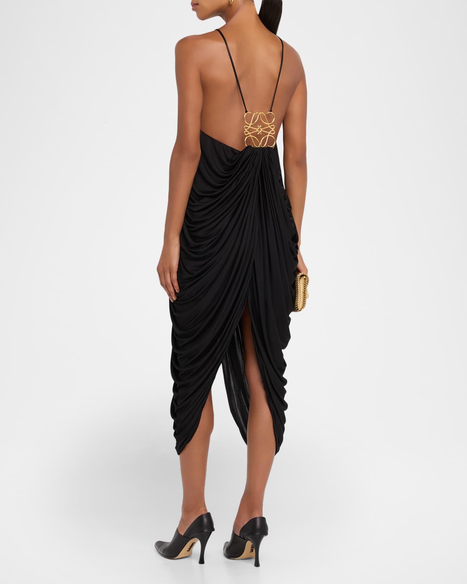 Draped Anagram Backless Midi Dress Product Image