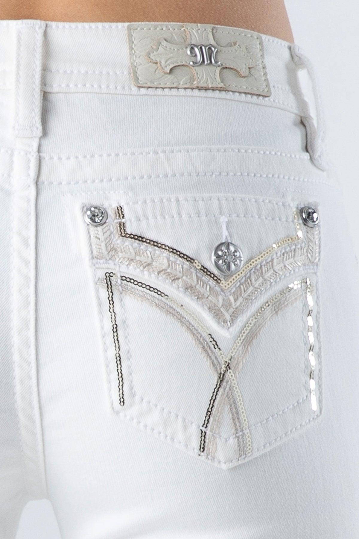 White Crossed Lines Denim Product Image