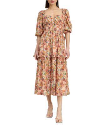 En Saison Womens Candela Square-Neck Ruffle-Tier Midi Dress Product Image