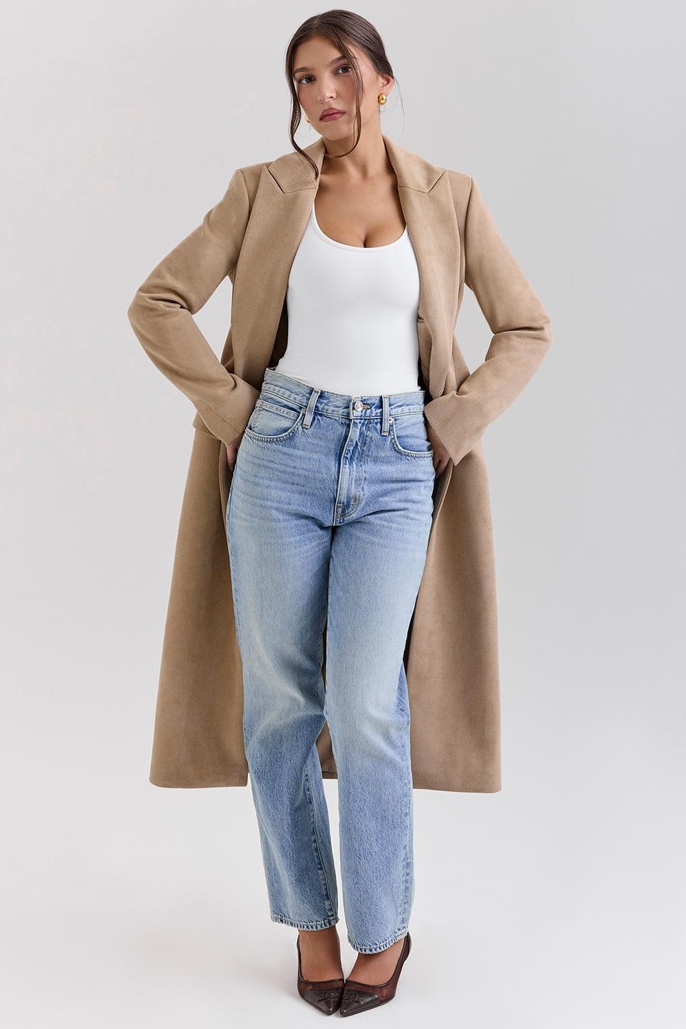 Remi Camel Single Breasted Long Coat Product Image