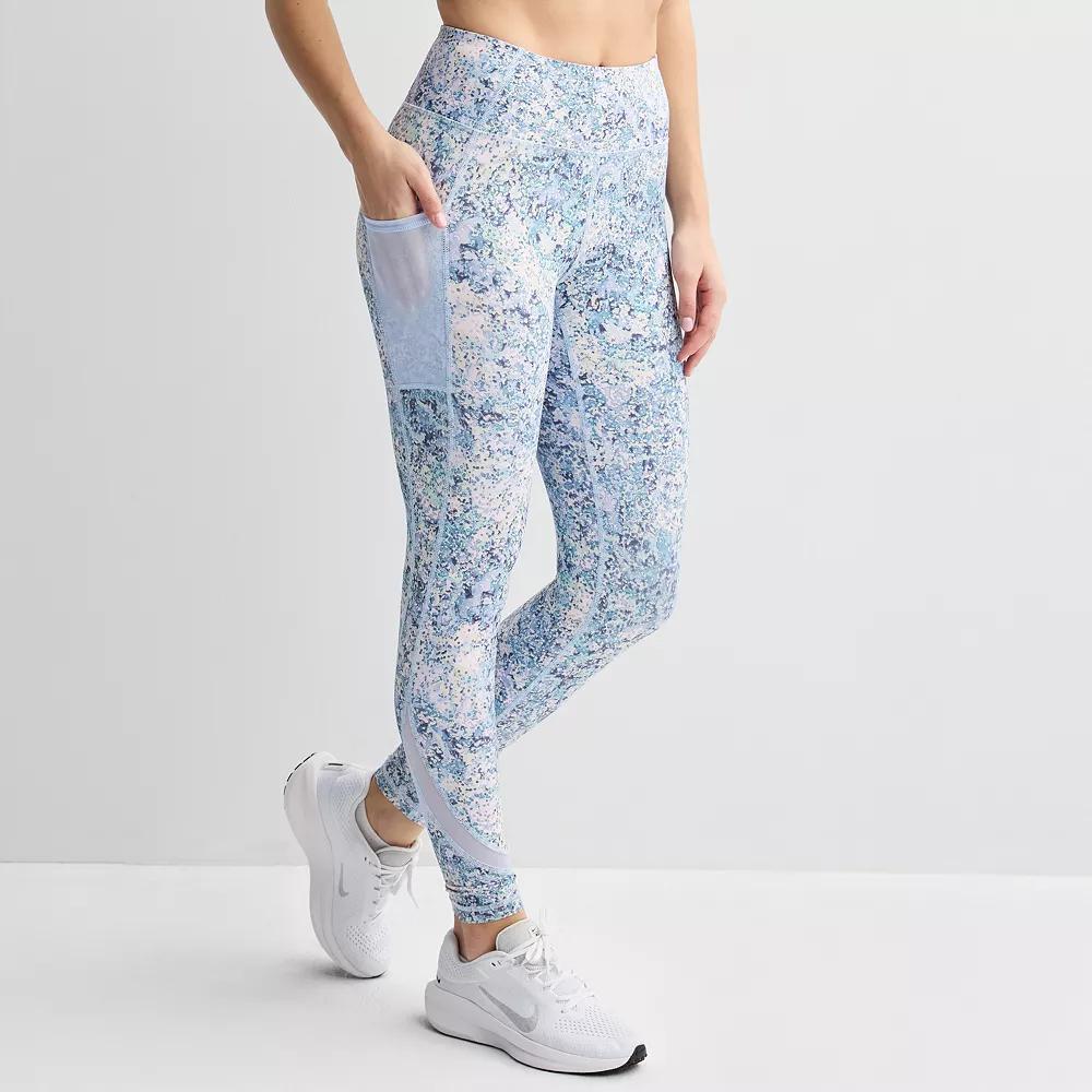Women's Tek Gear® Ultrastretch Mesh Pieced 7/8 Leggings, Size: Large, Blue Spots Product Image