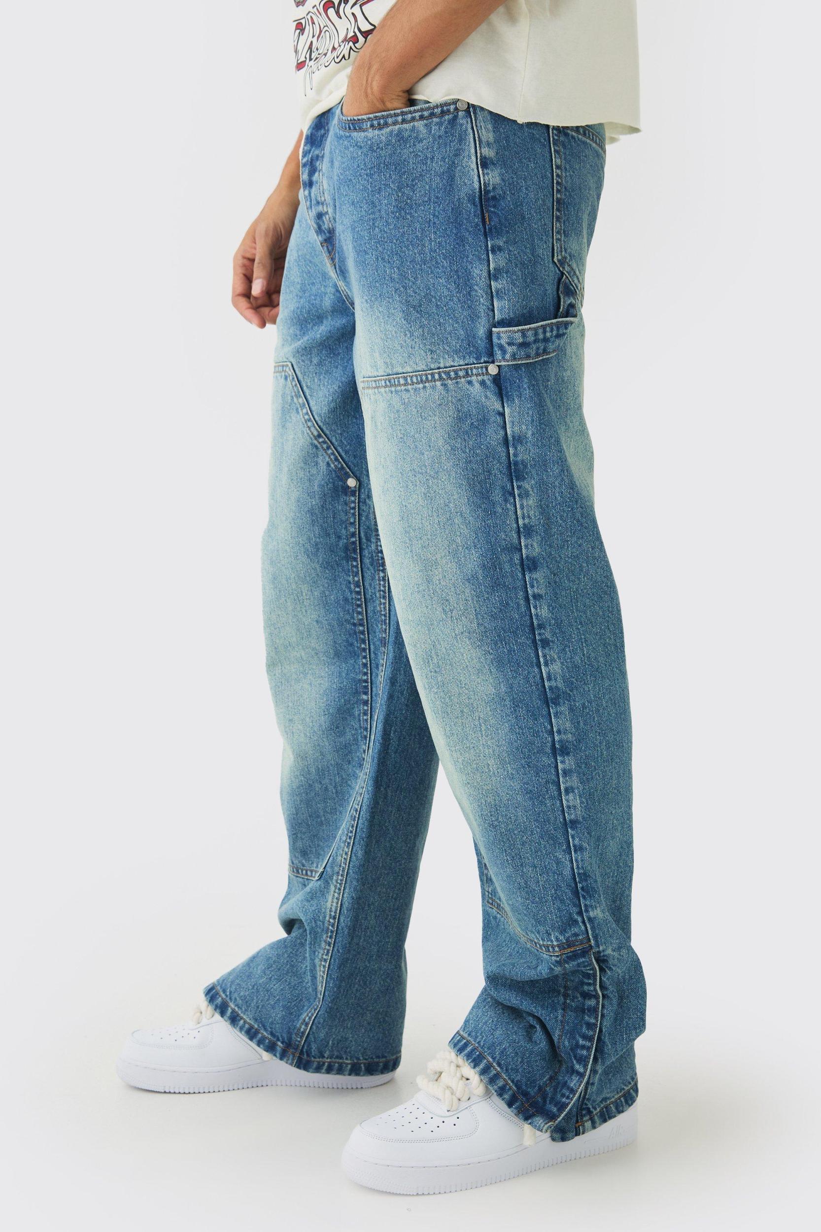 Relaxed Fit Carpenter Jeans With Split Hem | boohooMAN USA Product Image