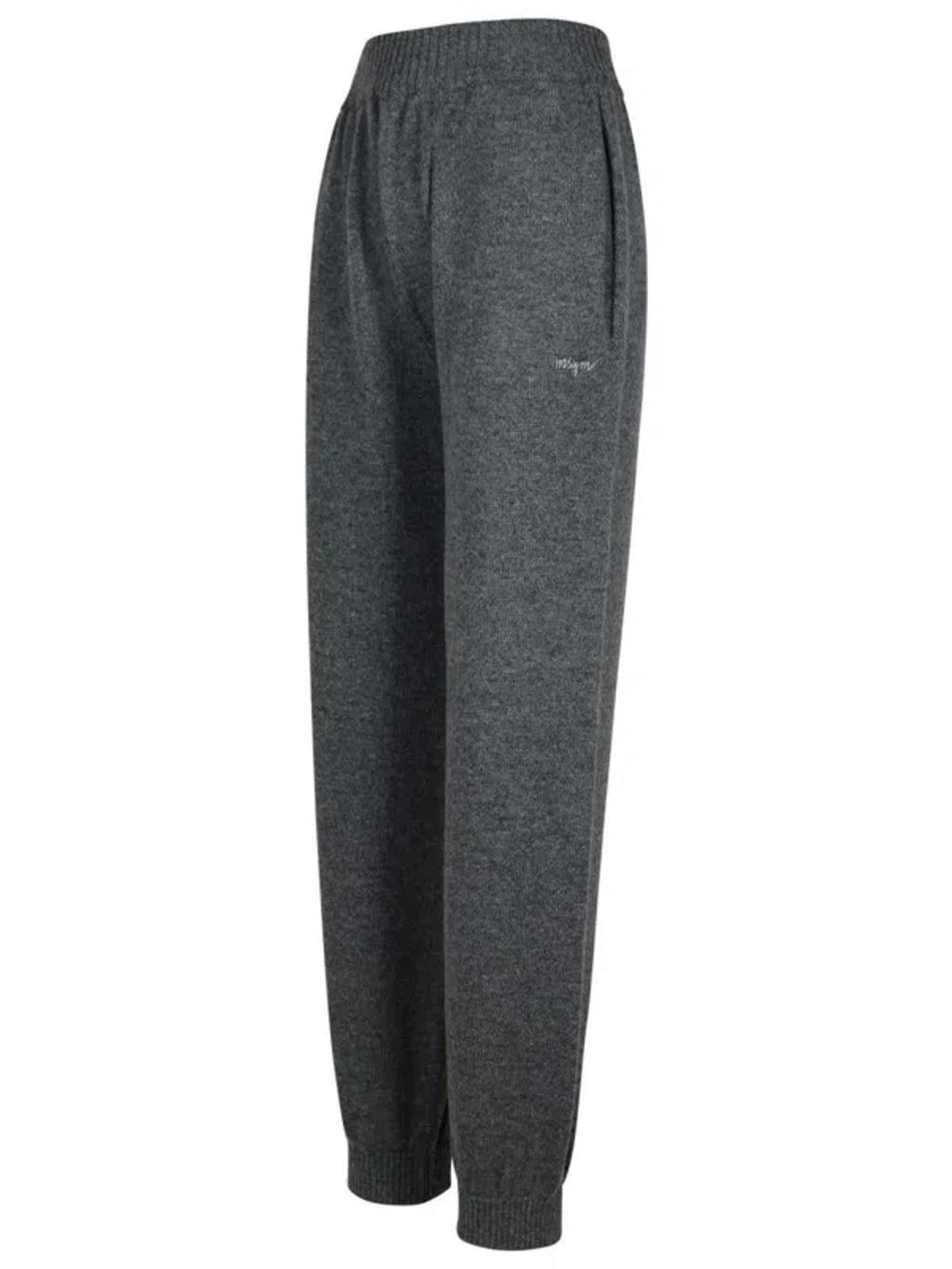 MSGM Grey Cashmere Blend Trousers Product Image