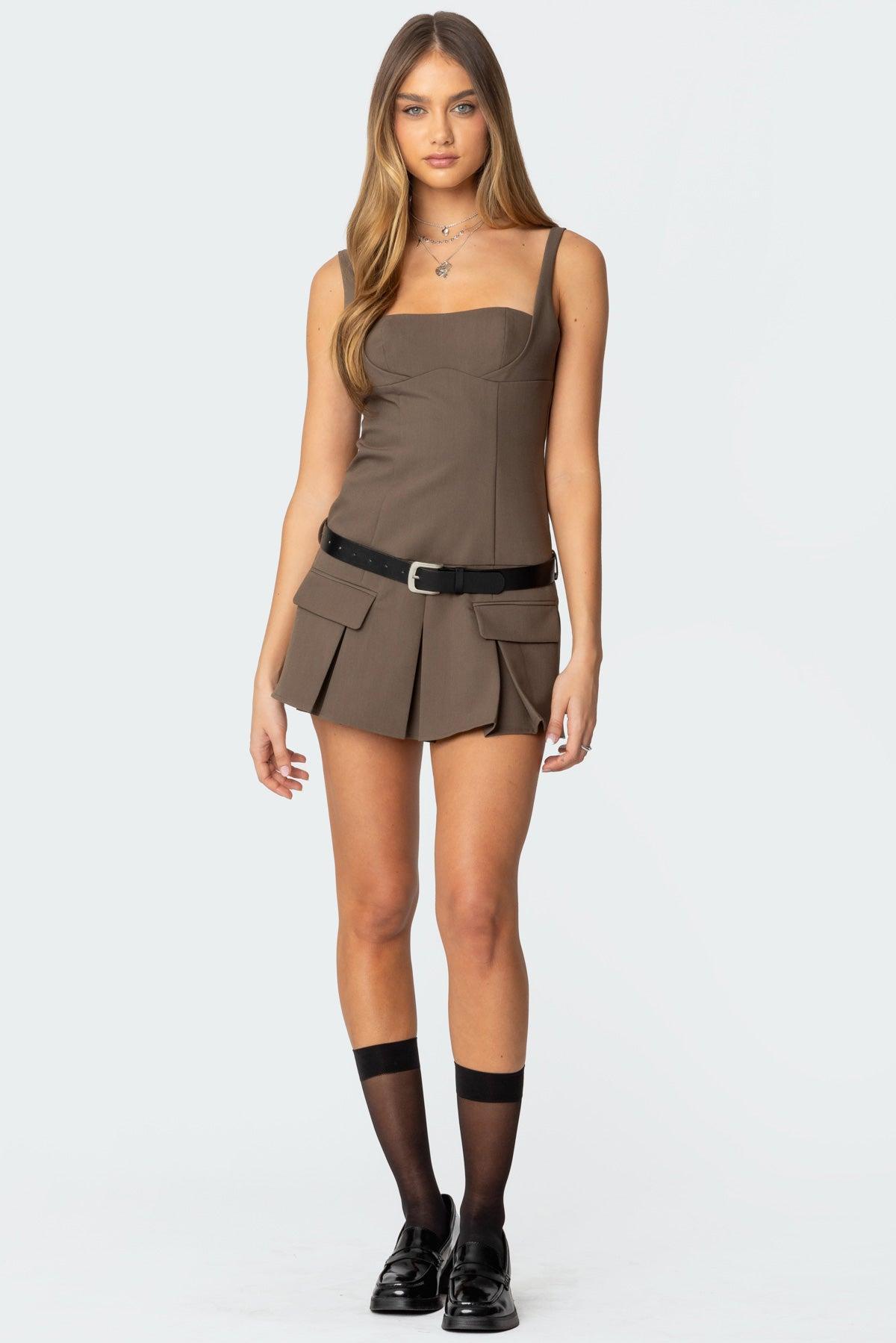 Callie Drop Waist Pleated Mini Dress Product Image