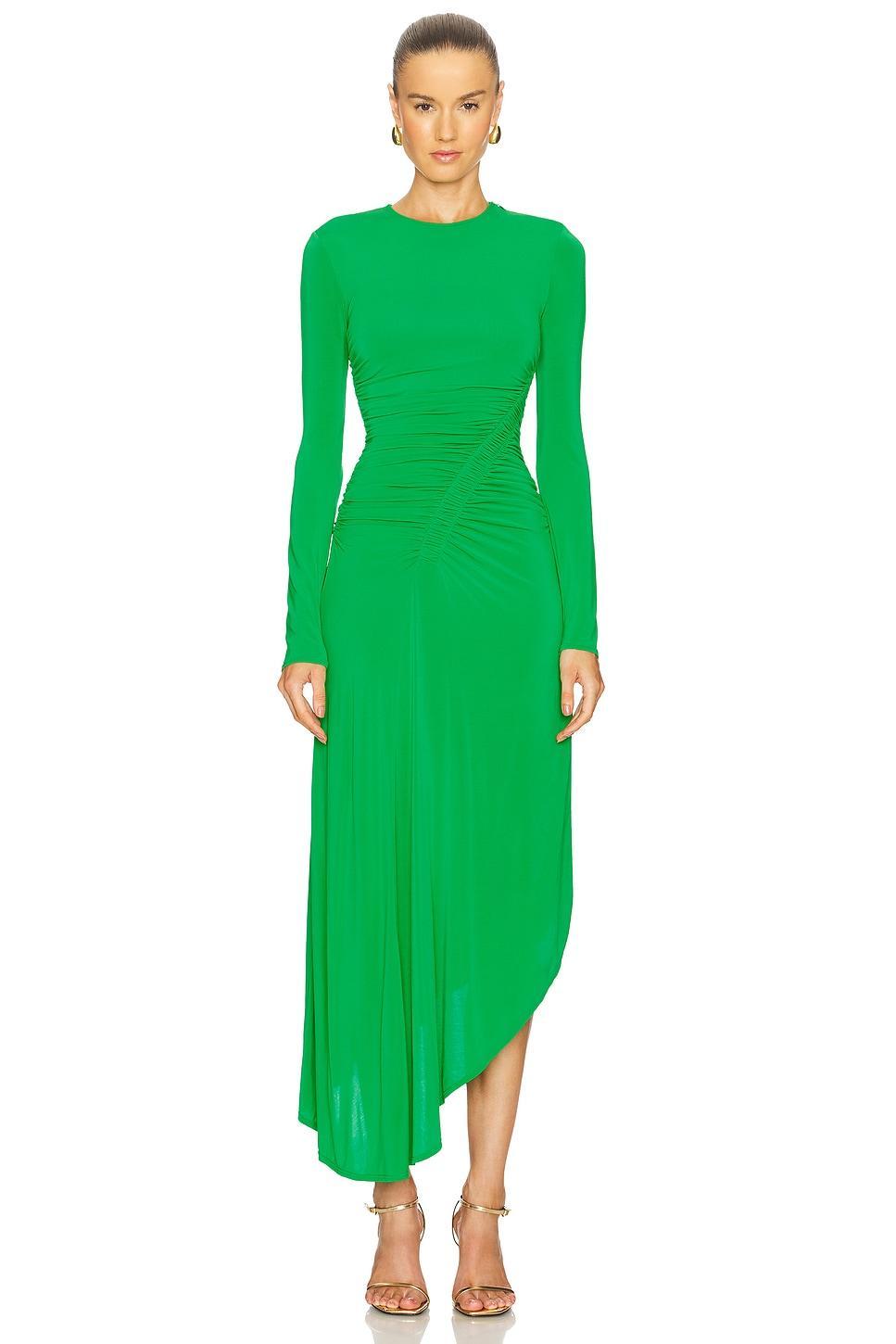 Adeline Asymmetric Ruched Stretch Maxi Dress Product Image