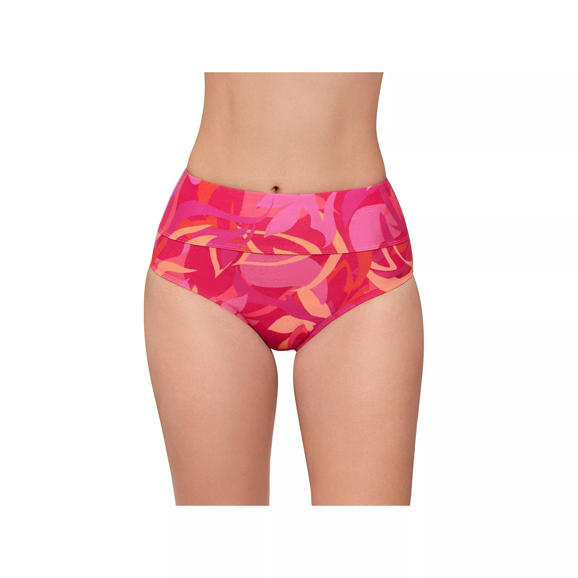 Women's Eco Beach High Waisted Swim Briefs, Size: XL, Curly Q Product Image