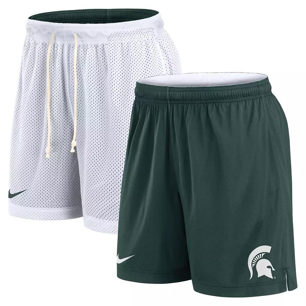Men's Nike White/Green Michigan State Spartans Primetime Reversible Performance Shorts, Size: Large Product Image