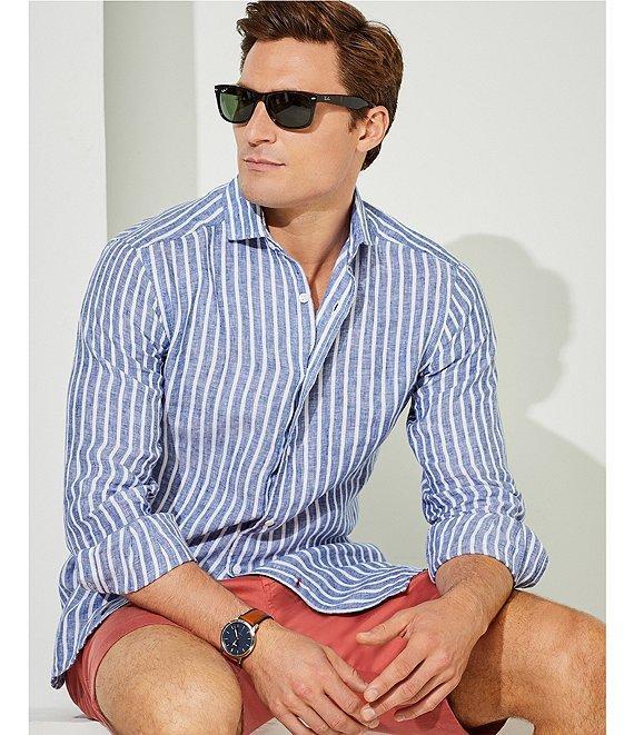 Cremieux Blue Label French Linen Stripe Long Sleeve Woven Shirt Product Image