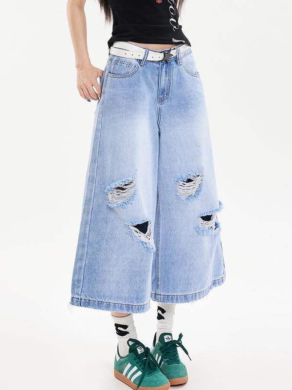 Vintage Hipster Ripped Denim Shorts Product Image