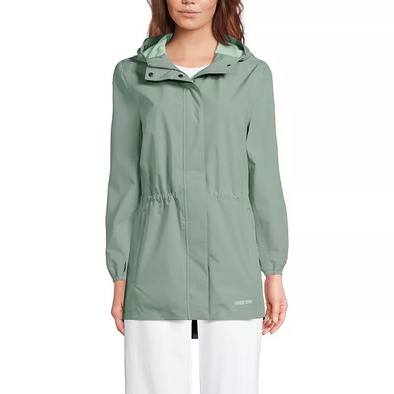 Womens Lands End Hooded Packable Raincoat Deep Blue Product Image