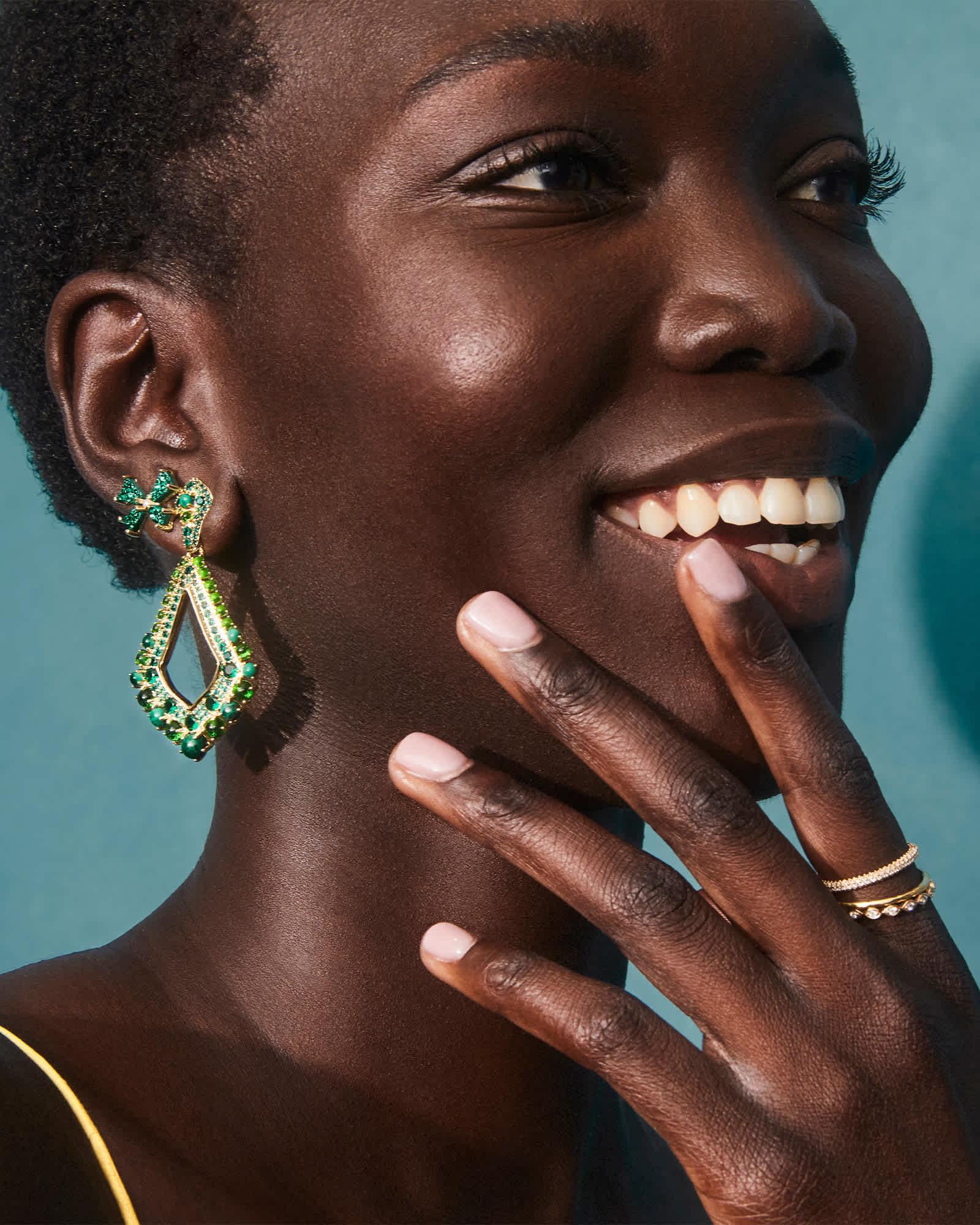 Krista Gold Statement Earrings in White Mix Product Image