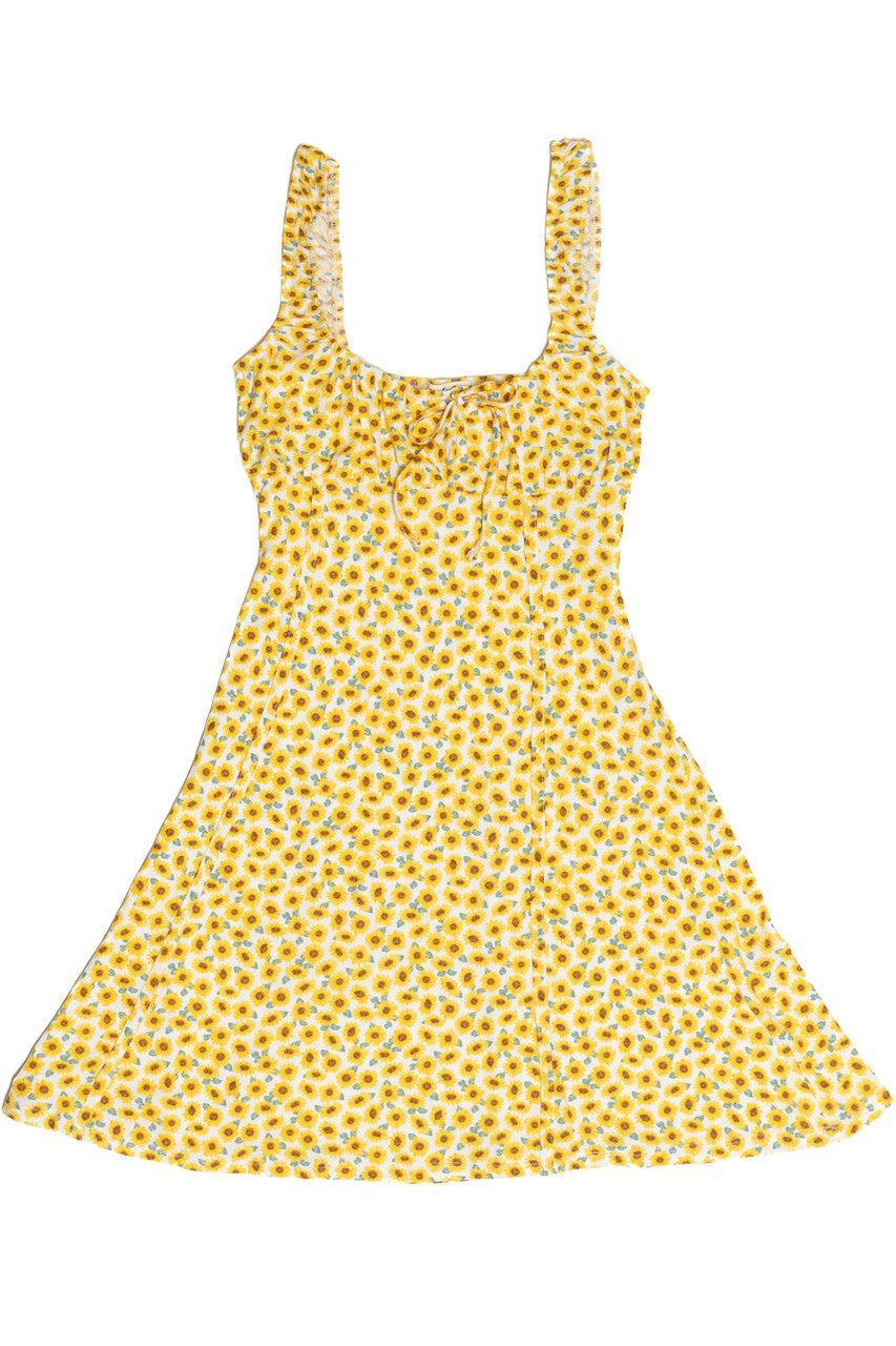 Yellow Sunflower Mini Dress Product Image