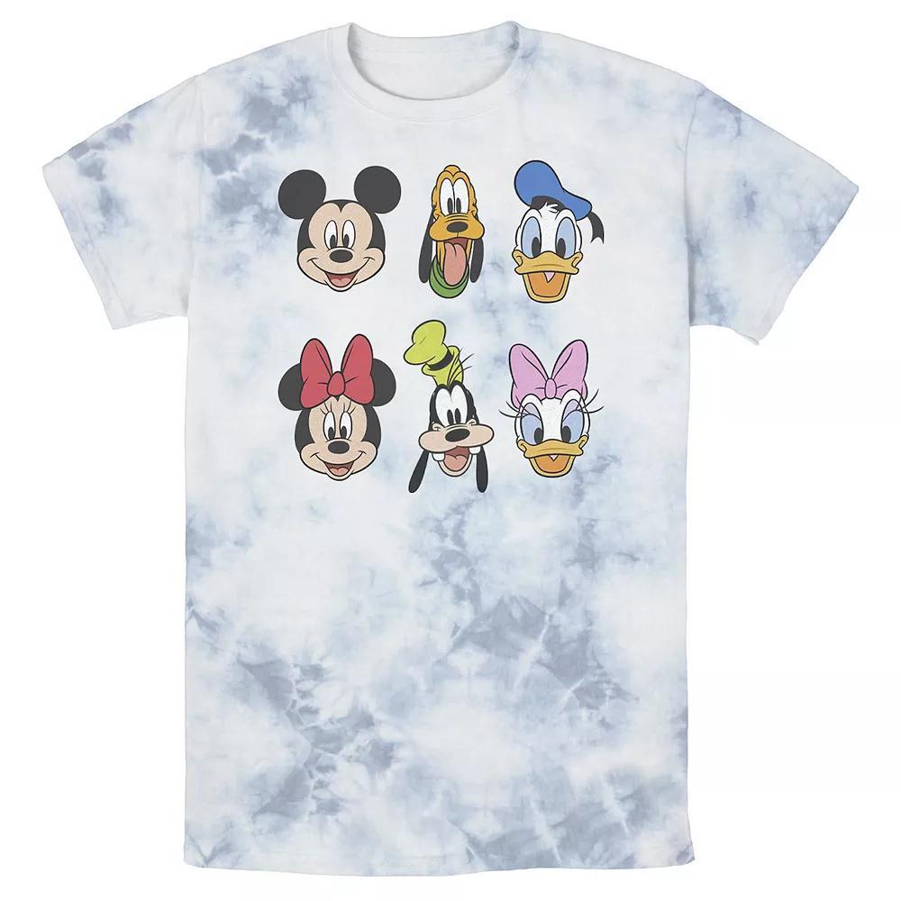 Men's Disney Mickey And Friends Group Shot Heads Wash Tee, Size: Small, Black Grey Product Image