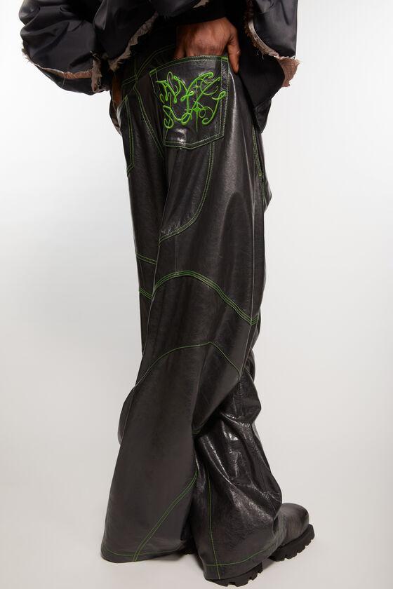 Leather embroidered trousers Product Image