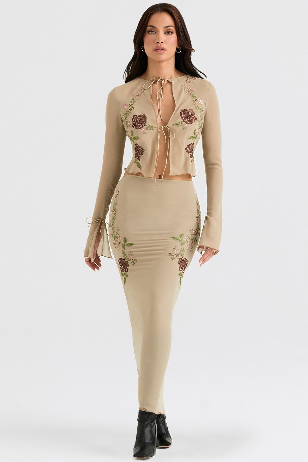 Lailah Artichoke Floral Maxi Skirt Product Image