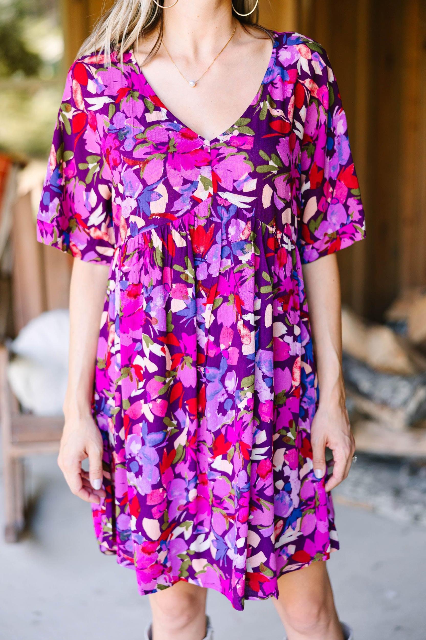 Find The Way Magenta Purple Floral Dress Female Product Image