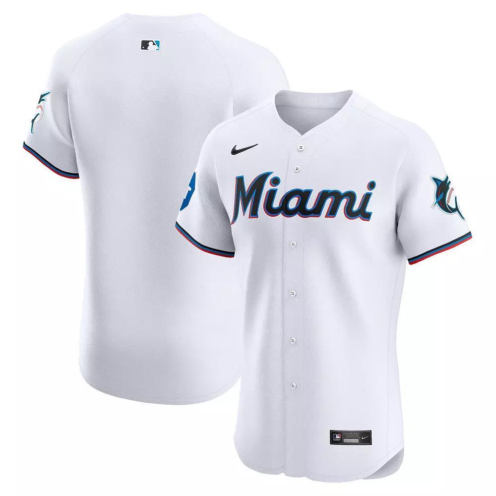 Mens Nike Miami Marlins Home Elite Patch Jersey Product Image