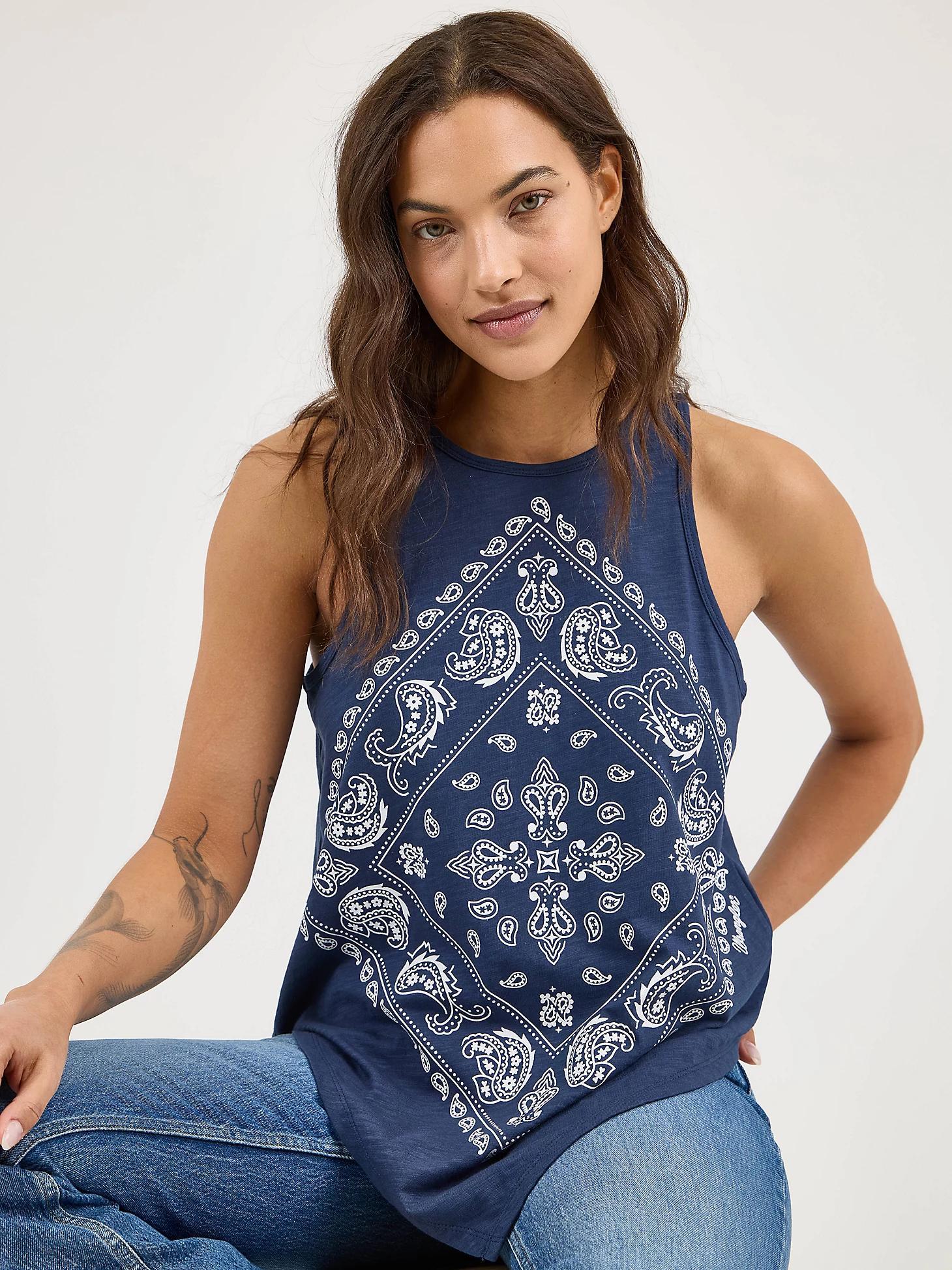 Women's Wrangler Bandana Diamond Front Tank | Women's TOPS | Wrangler® Product Image