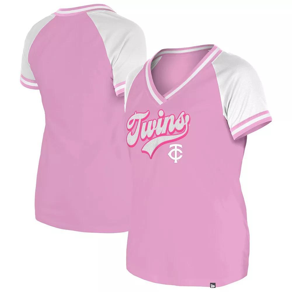 Women's New Era Pink Philadelphia Eagles Color Multiplier V-Neck T-Shirt, Size: XL Product Image