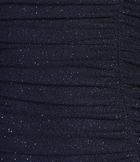 B. Darlin Glitter Mesh Sweetheart Neck 3/4 Sleeve Corset Ruched Bodycon Dress Product Image