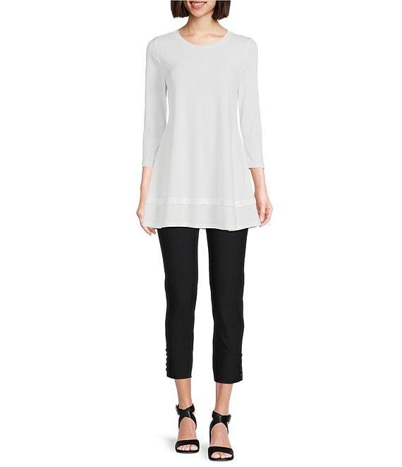 IC Collection Round Neck 3/4 Sleeve Knit Jersey Layered Tunic Product Image
