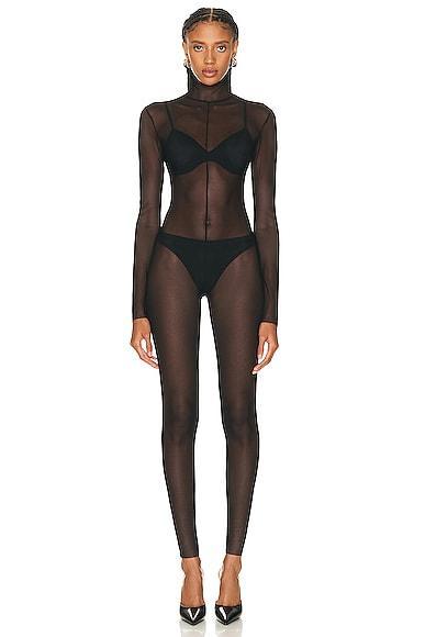 Norma Kamali Long Sleeve Slim Fit Turtleneck Catsuit Product Image