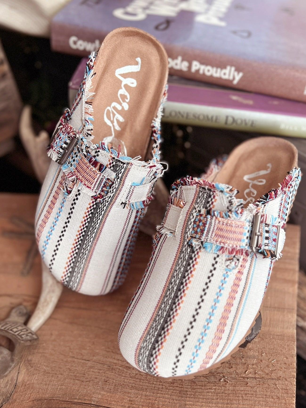 Serape Cream Basket Clog Shoes Product Image