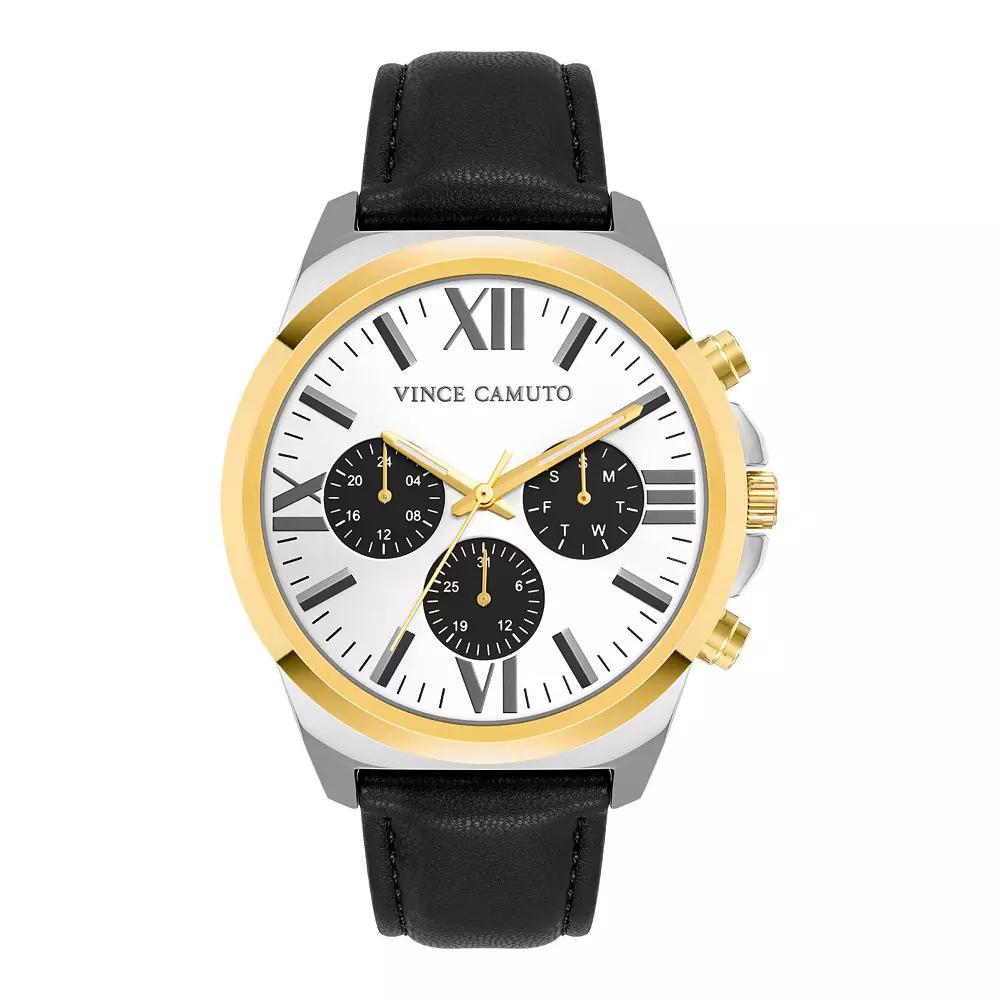 Vince Camuto Men's Two Tone 3 Subdial Calendar Strap Watch, Size: 45MM, Black Product Image